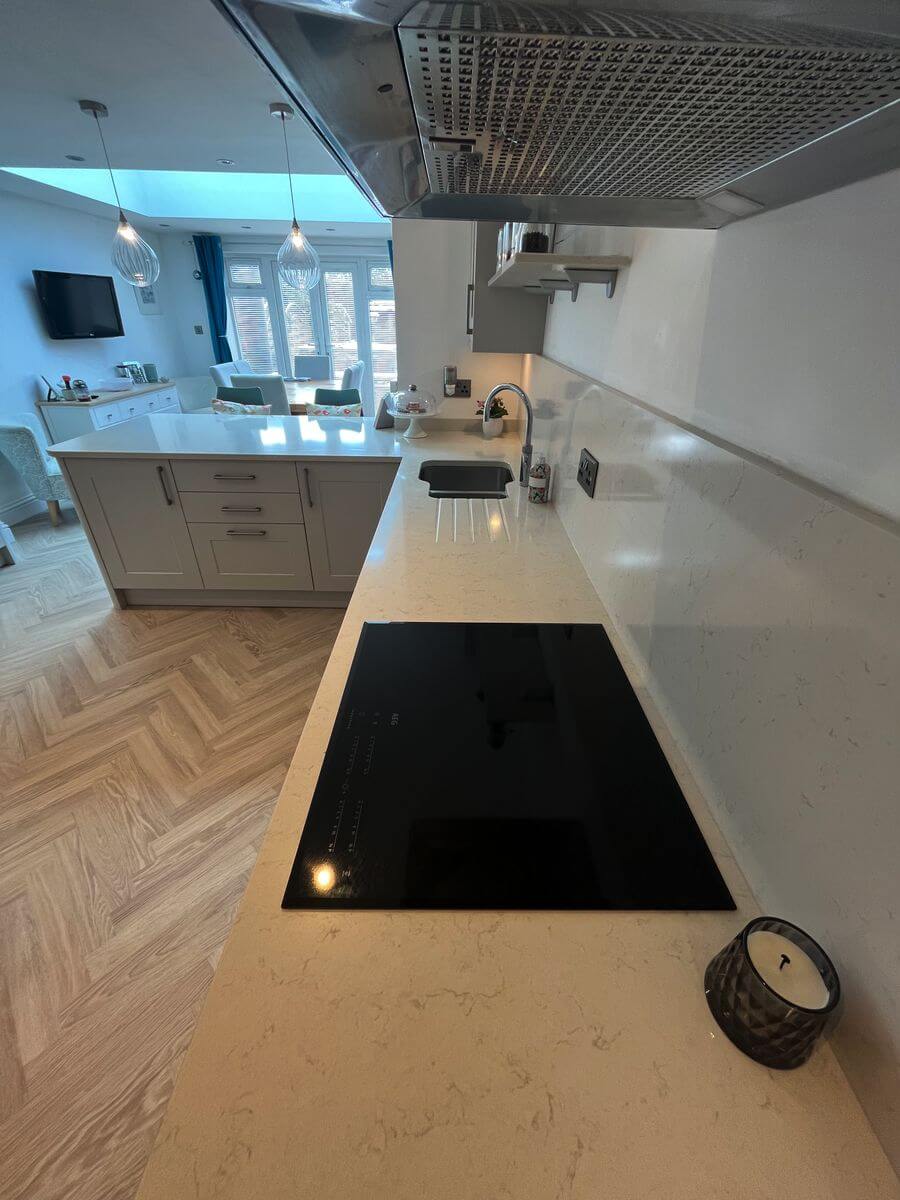 Kitchen with stone worktops