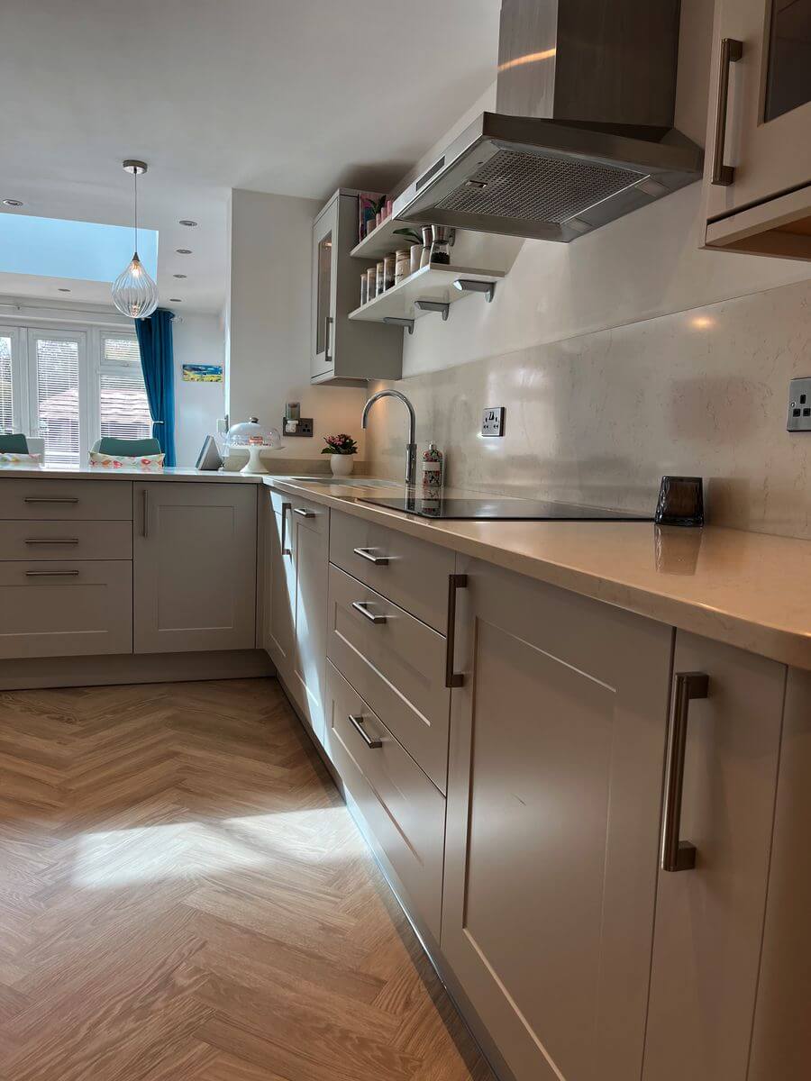 Light grey shaker style kitchen